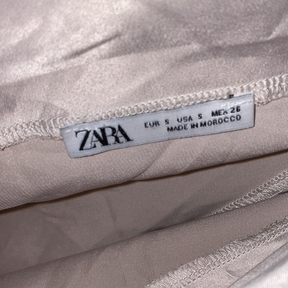 Zara Small Champagne Satin Pleated Bodysuit - Picture 2 of 9